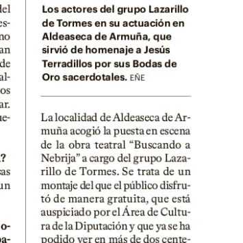 Teatro y homenaje en Aldeaseca de Armuña