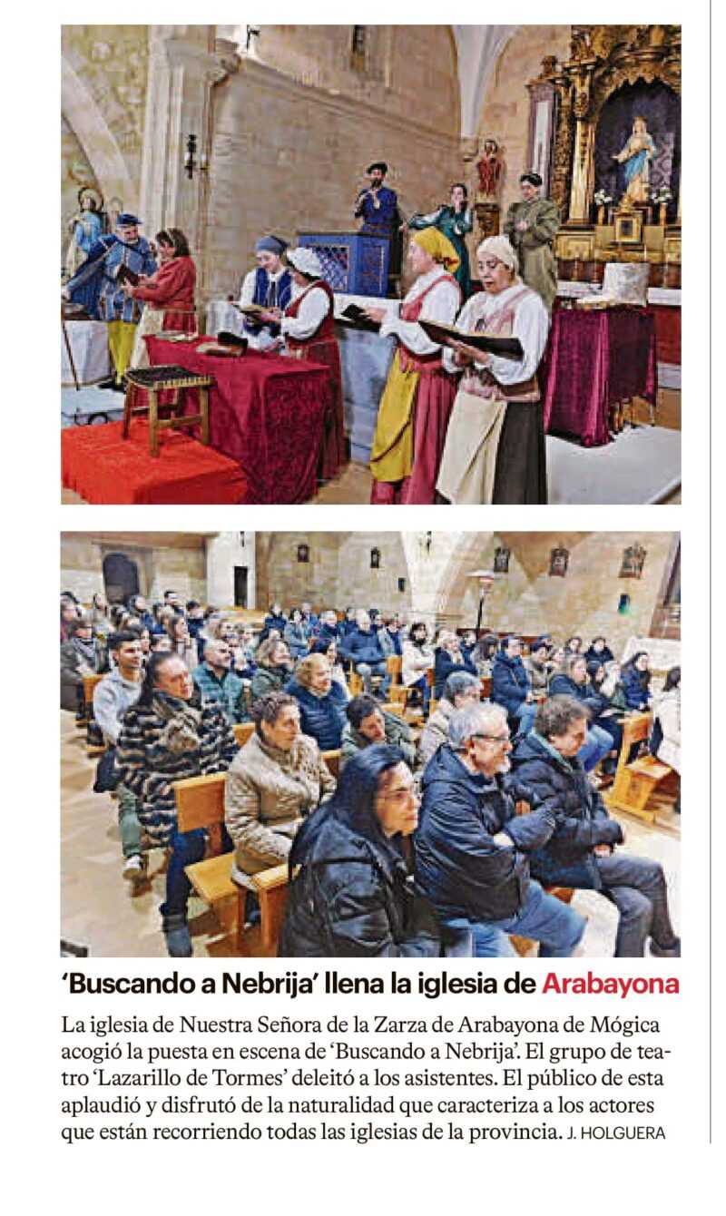 ‘Buscando a Nebrija’ llena la iglesia de Arabayona