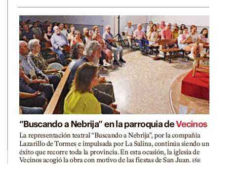 «Buscando a Nebrija» en la parroquia de Vecinos